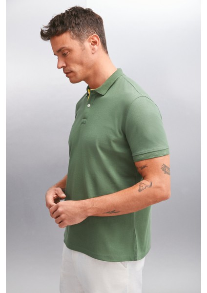 Mathew Erkek Haki Polo Yaka T-Shirt