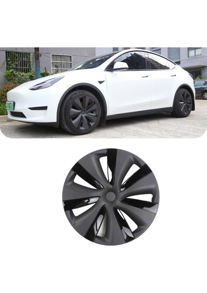 Tesla Model Y Nova Jant Kapağı Seti 19 Inç, Mat ve Piyano Parlak Siyah Iki Renkli