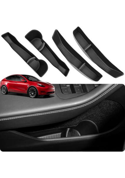 Tesla Model Y Kapıya Takılan Geniş Düzenleyici 4'lü Seti Tpe Yüksek Kaliteli Plastik, Kaymaz, Temizlemesi Kolay, Elastik ve Dayanıklı, Mükemmel Uyum
