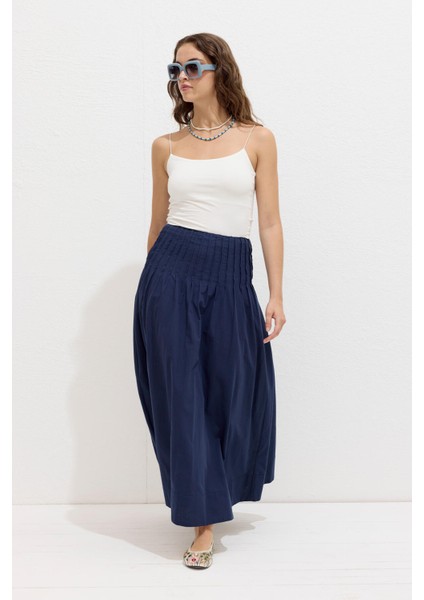 Nervürlü Vual Etek Lacivert indirimleri