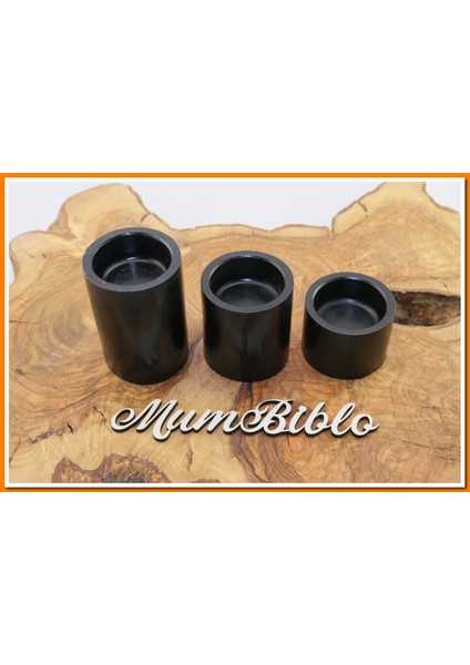 Tealight Mumluk Üçlü Set Siyah Renk