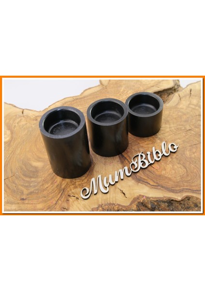 Tealight Mumluk Üçlü Set Siyah Renk