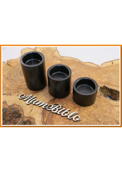Tealight Mumluk Üçlü Set Siyah Renk