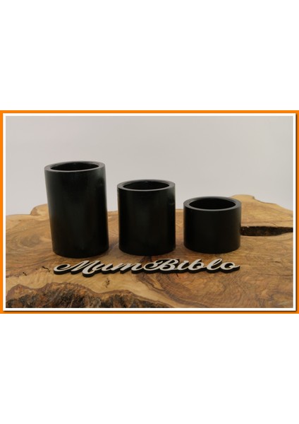 Tealight Mumluk Üçlü Set Siyah Renk