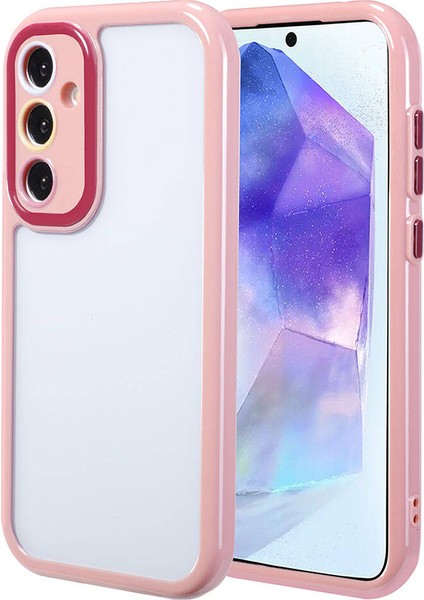 Alan Tech Galaxy A55 Kılıf Kamera Korumalı Renkli Kenar ve Çerçeve Tasarımlı Zore Vitamin Kapak-Mürdüm