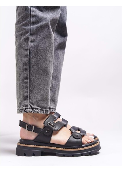 Feles Kalın Taban Zımba Detaylı Kadın Sandalet fırsatları