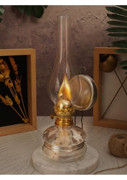Tekno Trust Pilsiz Kullanım Gaz Lambası Nostaljik Sade Renk Vintage Turuncu Portarif Solar
