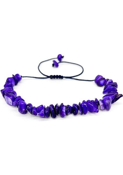 Mor Sedef Kırık Doğaltaş Bileklik