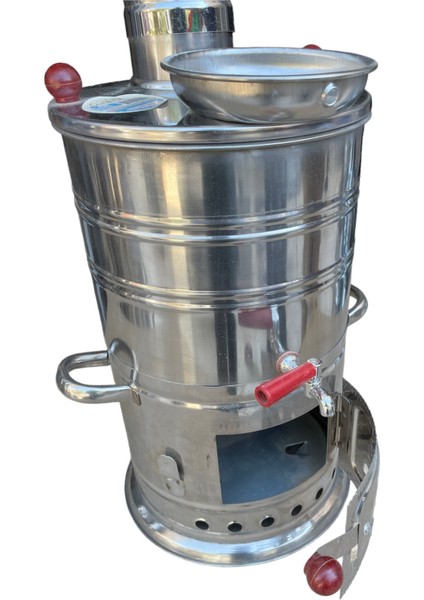 Paslanmaz Odunlu Kömürlü Semaver 3,5 Litre Tek Musluk