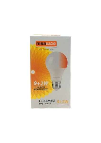 Nisa Luce Kornea Store Nisaluce EAMP-074/BK 9+2W E27 Beyaz-Kırmızı LED Ampul (K246)