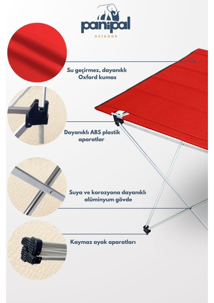 Tekno Trust Kırmızı Omuz Askılı, Katlanabilir Kamp ve Piknik Masası Metal fiyatları
