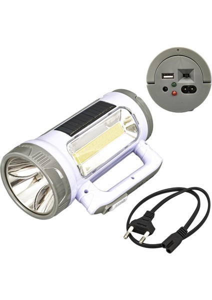 Tekno Trust Beyaz Güneş Enerjili(2 Panelli) ve Şarjlı 3 Farklı Işık Modlu El Fenerli Işıldak Kamp Lambası Şarjl fırsatları
