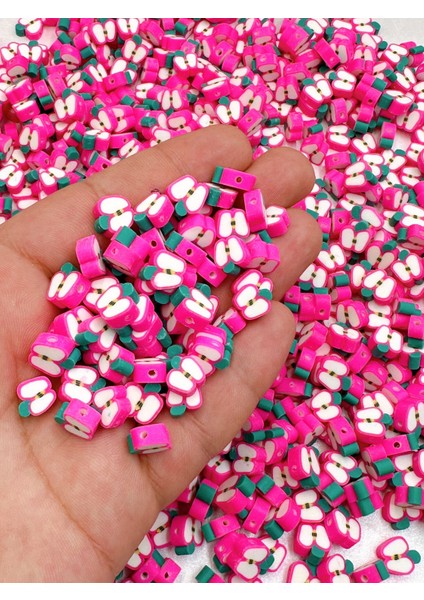 10 mm Elma Meyvesi Figür Fimo Boncuk Takı Yapımı Bead (100 Adet)