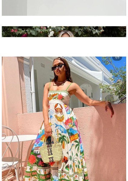 Askılı Deniz Konseptli Uzun Tatil Elbisesi fırsatları