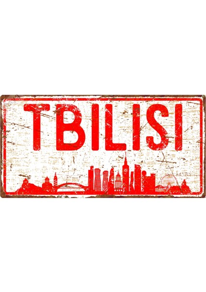 Tiflis Silüetli Dekoratif Alüminyum Tabela - Tiflis Manzaralı Duvar Dekoru Levha - 10cm X 20cm