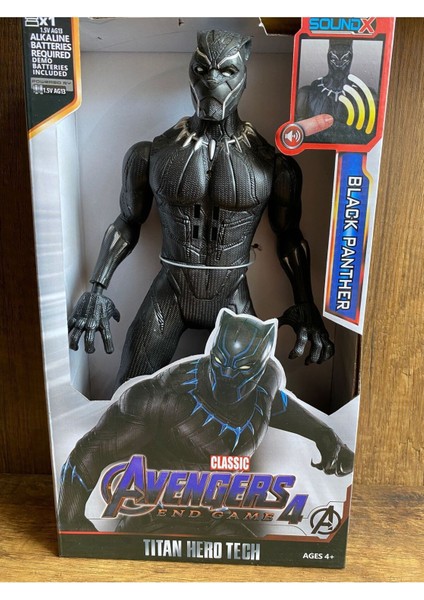 Black Panther Figür Sesli Işıklı Kara Panter 30 cm Figür Oyuncak Black Panther