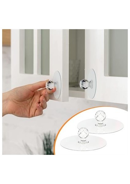 2 Adet Kristal Kendiliğinden Güçlü Yapışkanlı Kulp Askısı Tutma Kolu