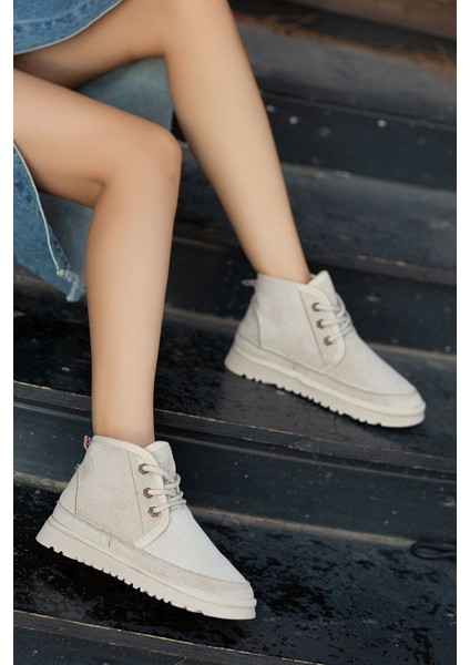 Mini Kürk Astarlı Alçak Taban Bağcıklı Rahat Kadın Bot modelleri