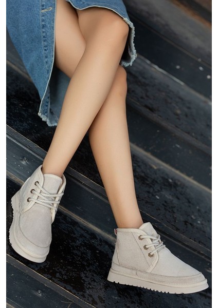 Mini Kürk Astarlı Alçak Taban Bağcıklı Rahat Kadın Bot fırsatları