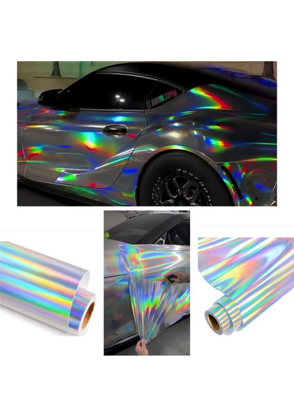 Hologram Gökkuşağı Araç Motosiklet Jant Kaplama Folyosu (152cm X 2 Metre)