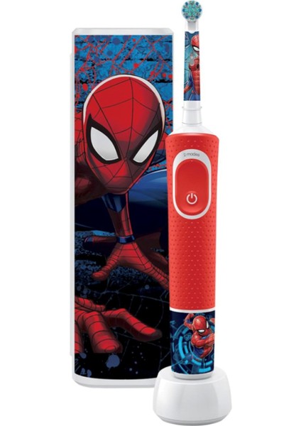 D100 Vitality Spiderman Özel Seri Çocuklar Için Ekstra Yumuşak Şarj Edilebilir Diş Fırçası ve Seyahat Kabı