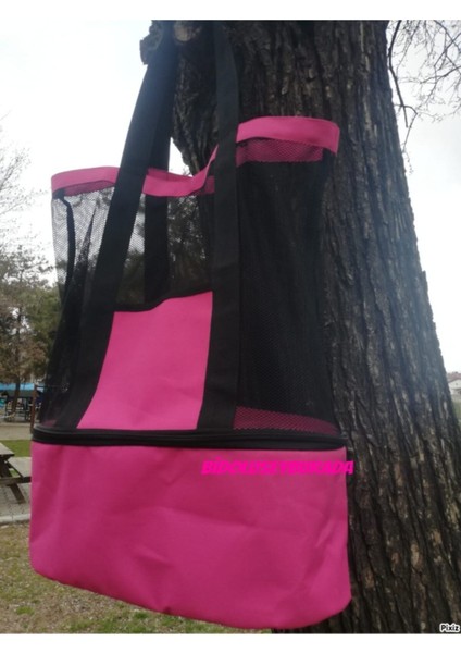 Ankaflex Plaj Çantası Soğuk Sıcak Tutuculu Bölmeli Çanta Pembe