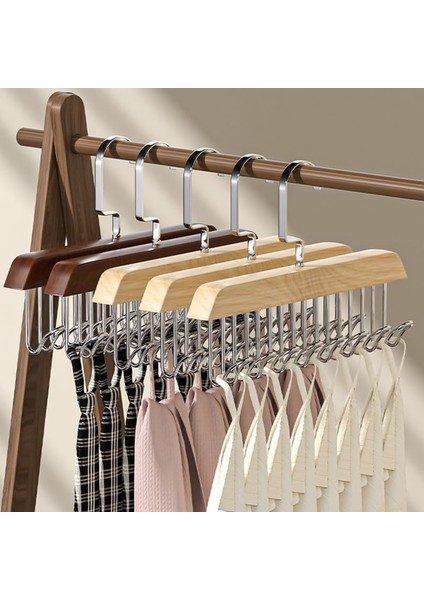 Fonksiyonlu Ahşap Askı 8 Kancalı Eşarp Kravat Kemer Sütyen Çanta Askısı