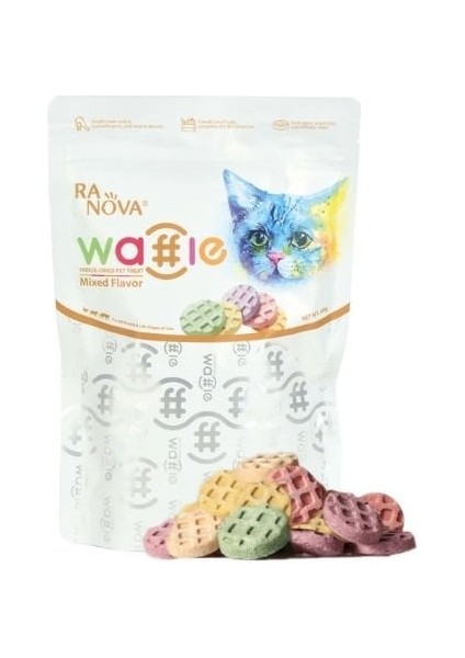 Karışık Lezzetli Dondurularak Kurutulmuş Waffle Kedi Ödül Maması 60 gr