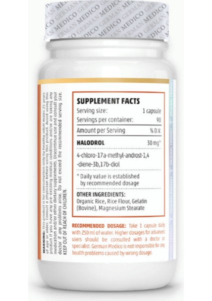 German Supplement Halodrol 30MG 90 Capsul 3848* fiyatları