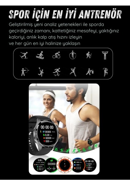 Watch GT4 Max Elite Siyah 46mm Amoled Ekranlı Spor Klasik Erkek Akıllı Saat Bluetooth Sesli Görüşmeli Android İos İphone Huawei Uyumlu 8-9