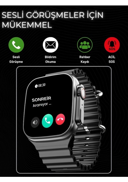 Watch 9 Ultra 2 45MM Akıllı Saat Kadın Erkek Sesli Görüşmeli Android Ios İphone Samsung Uyumlu 8 T800 ULTRA 2