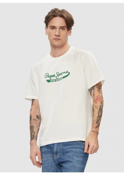Bisiklet Yaka Baskılı Ekru Erkek T-Shirt PM509390 803 Claude fiyatları