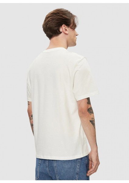 Bisiklet Yaka Baskılı Ekru Erkek T-Shirt PM509390 803 Claude fırsatları