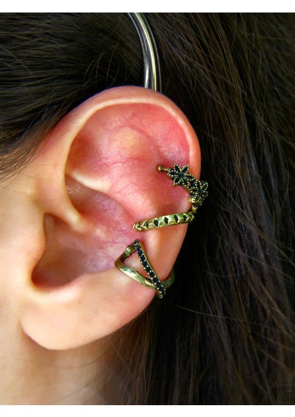 Antik Model 3'lü Earcuff Seti Eukk2