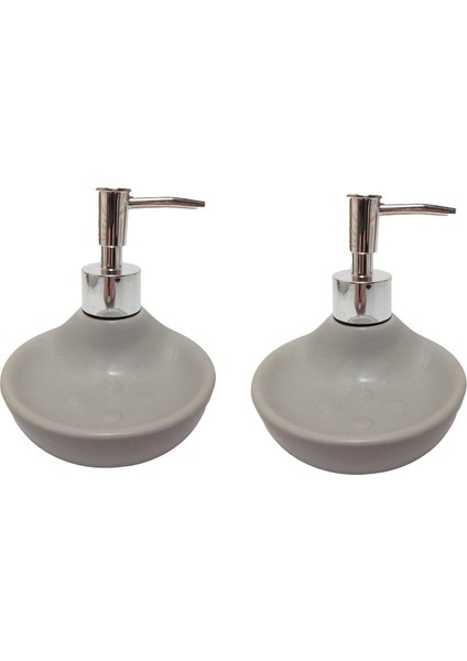Seti Sabunluk ve Sıvı Sabunluk 2 Adet Kombine Model Gri 7X7X18CM 150ML