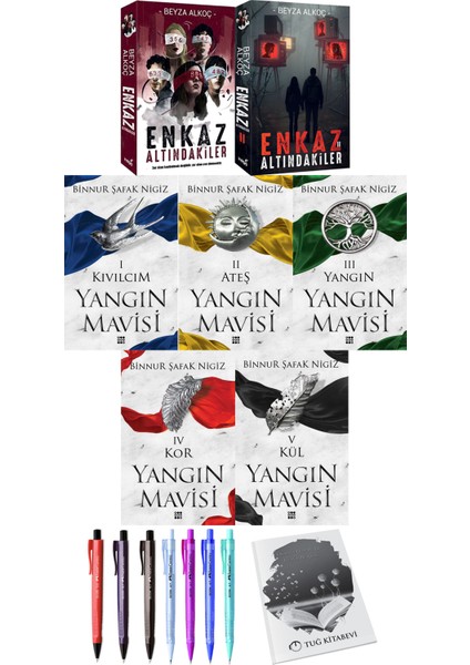 Enkaz Altındakiler 1-2 -Yangın Mavisi: Kıvılcım Ateş- Yangın- Kor -Kül + Kalem + Not Defteri