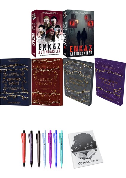 Enkaz Altındakiler 1-2 -Yıldızların Laneti - Güllerin İhaneti - Küllerin Kehaneti - Gökyüzünün Cenneti + Kalem + Not Defteri