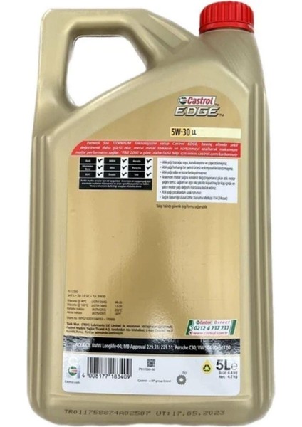 5 Lt 5W 30 Ll Edge fiyatları