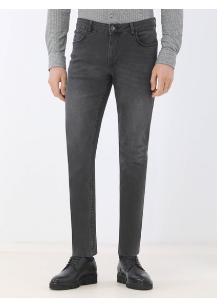 Koyu Gri Super Slm Fit Denim Pamuk Karışımlı Pantolon