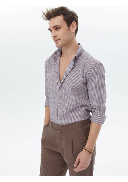 Mürdüm Regular Fit Dokuma Casual Pamuk Karışımlı Gömlek modelleri