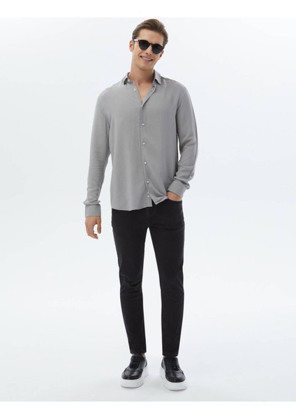 Gri Düz Regular Fit Dokuma Casual Gömlek fiyatları