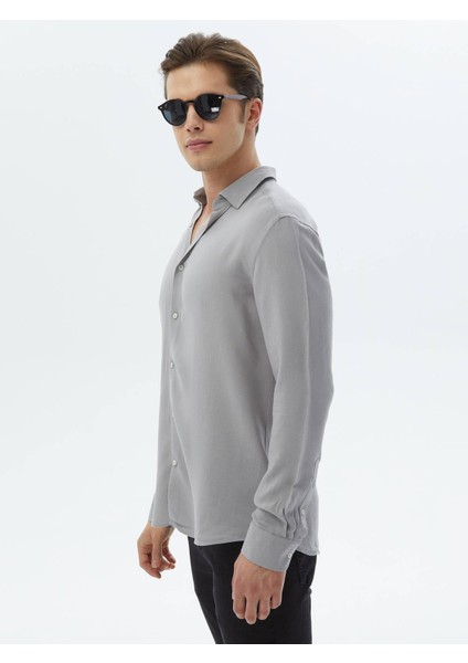 Gri Düz Regular Fit Dokuma Casual Gömlek indirimleri