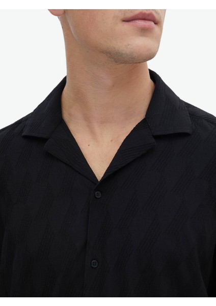 Siyah Desenli Regular Fit Dokuma Casual Pamuk Karışımlı Gömlek indirimleri