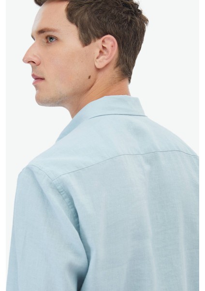 Mint Düz Regular Fit Dokuma Casual Pamuk Karışımlı Gömlek