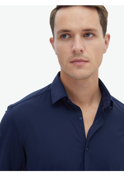 Lacivert Regular Fit Casual Gömlek