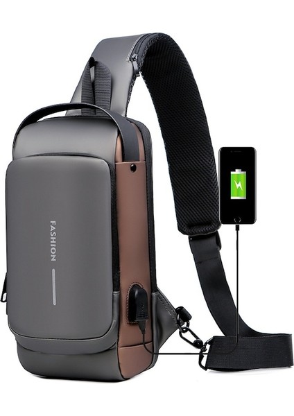 USB Şarj Portlu ve Kilitli Omuz Göğüs Çantası (Yurt Dışından)