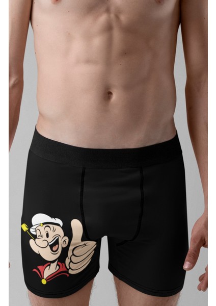 Fuddy Moda Popeye Temel Reis Baskılı Modal Penye Rahat Kalıp Erkek Boxer