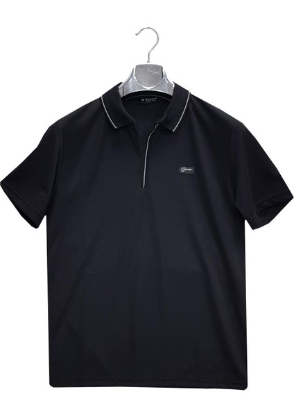 Gewer Fermuarlı Yakalı Slim Fit Kısa Kol Erkek T-Shirt -6726