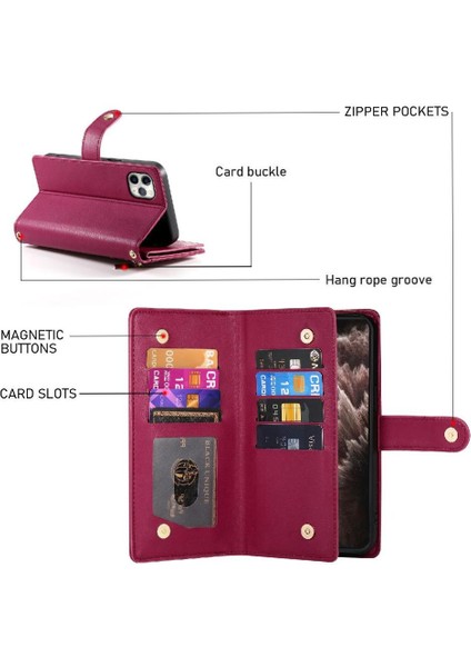 IPhone 11 Için Flip Case Pro Max Iş Crossbody Kayış Standı Cüzdan (Yurt Dışından)
