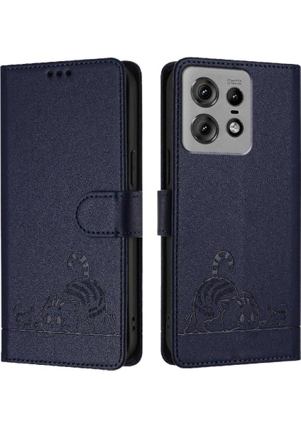 Motorola Kenar 50 Pro Için Kılıf Cüzdan Kapak Çevirin Kedi Rfıd Kart Yuvası Tutucu (Yurt Dışından)